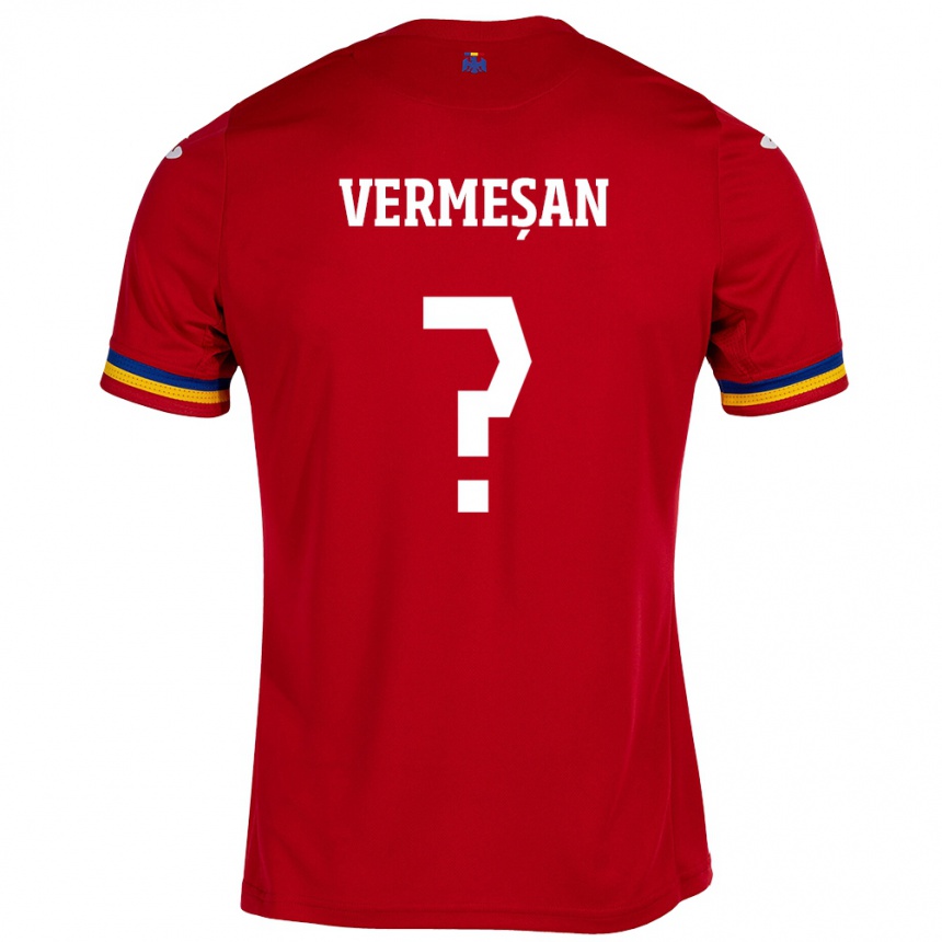 Gyermek Labdarúgás Románia Ioan Vermeșan #0 Piros Idegenbeli Jersey 24-26 Mez Póló Ing