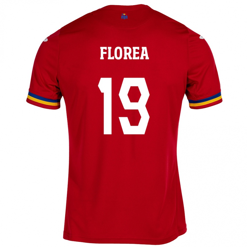 Gyermek Labdarúgás Románia Răzvan Florea #19 Piros Idegenbeli Jersey 24-26 Mez Póló Ing