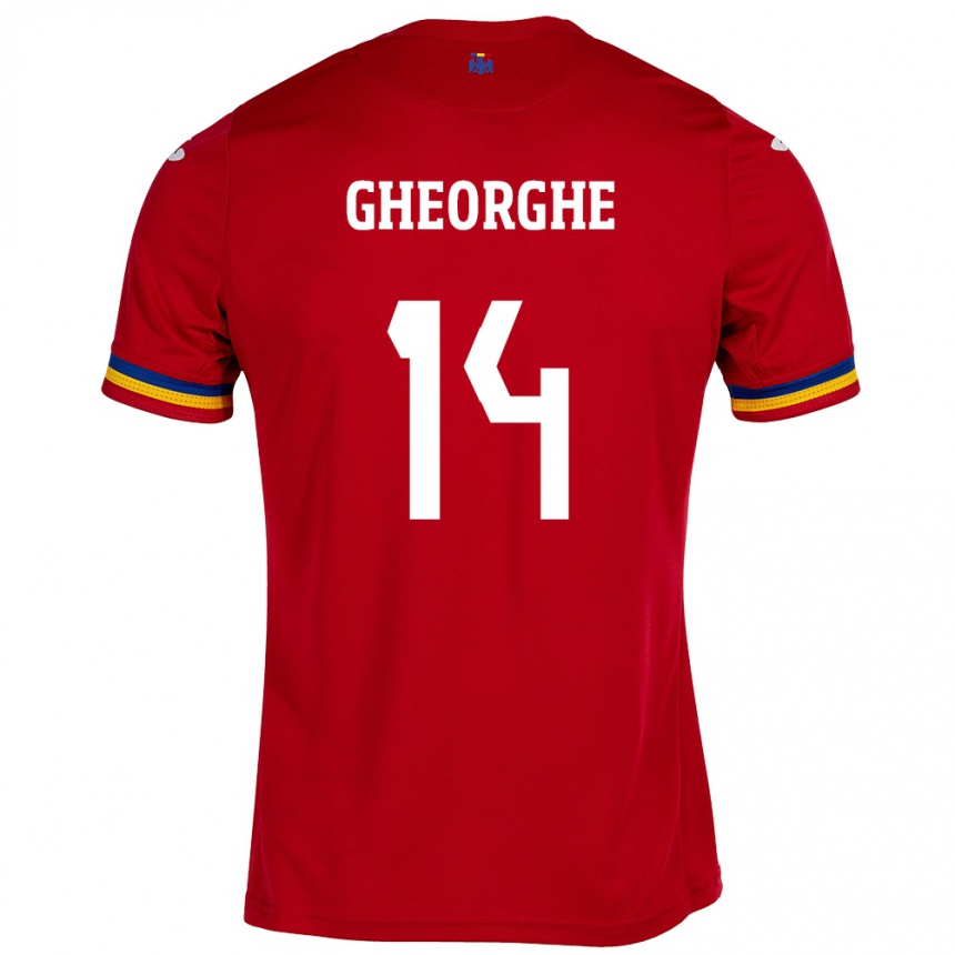 Gyermek Labdarúgás Románia Costyn Gheorghe #14 Piros Idegenbeli Jersey 24-26 Mez Póló Ing