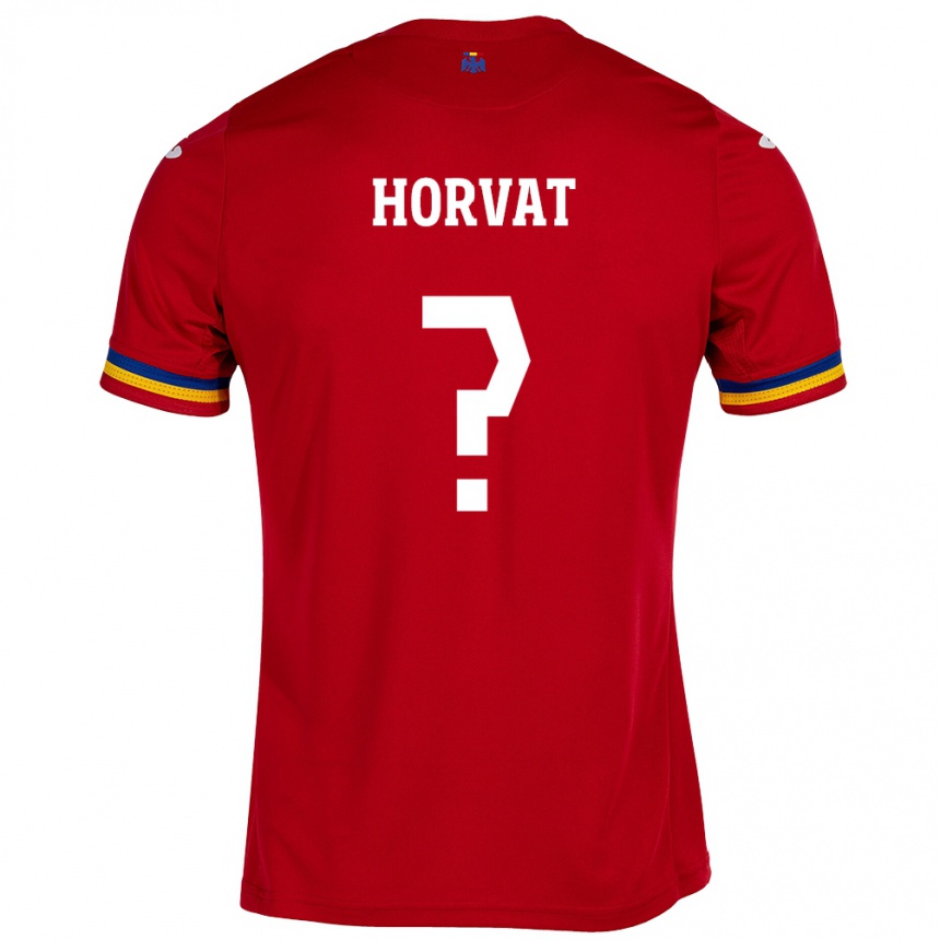 Gyermek Labdarúgás Románia Eneas Horvat #0 Piros Idegenbeli Jersey 24-26 Mez Póló Ing