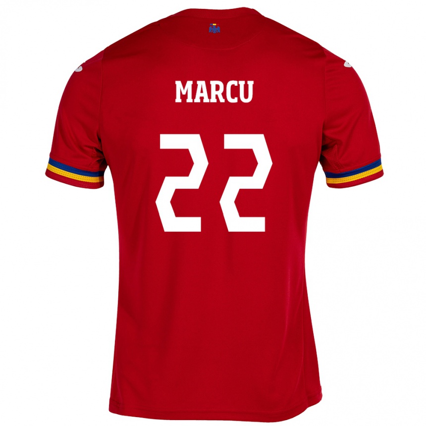 Gyermek Labdarúgás Románia Carmen Marcu #22 Piros Idegenbeli Jersey 24-26 Mez Póló Ing