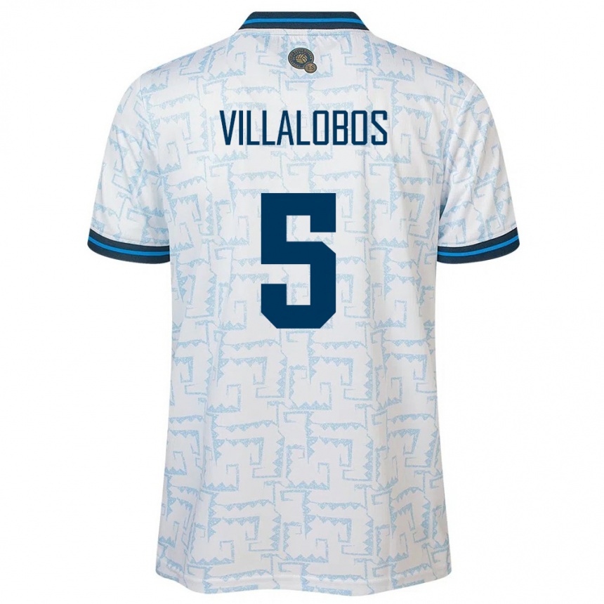 Gyermek Labdarúgás Salvador Kristian Villalobos #5 Fehér Idegenbeli Jersey 24-26 Mez Póló Ing