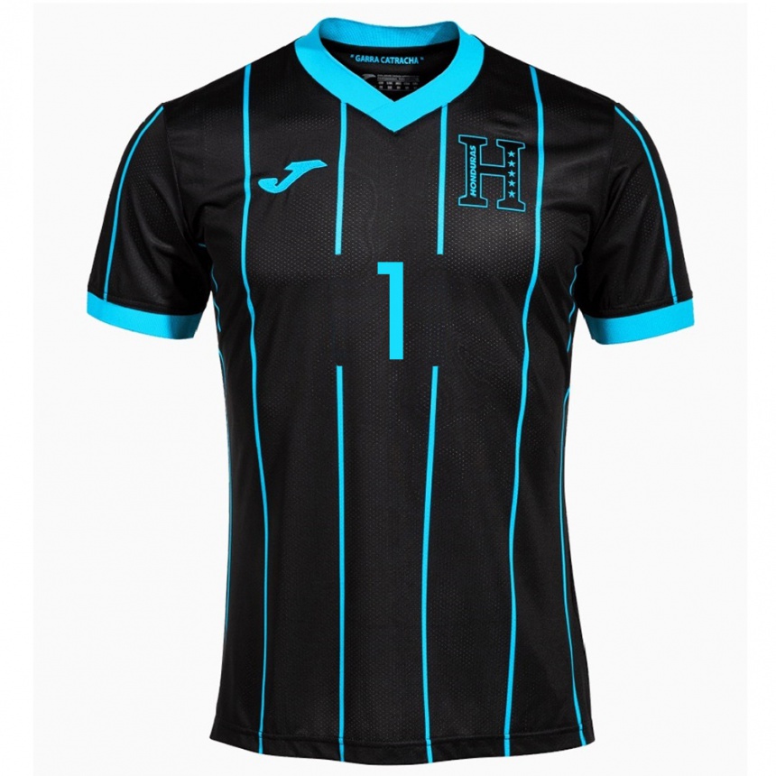 Gyermek Labdarúgás Honduras Juergen García #1 Fekete Idegenbeli Jersey 24-26 Mez Póló Ing