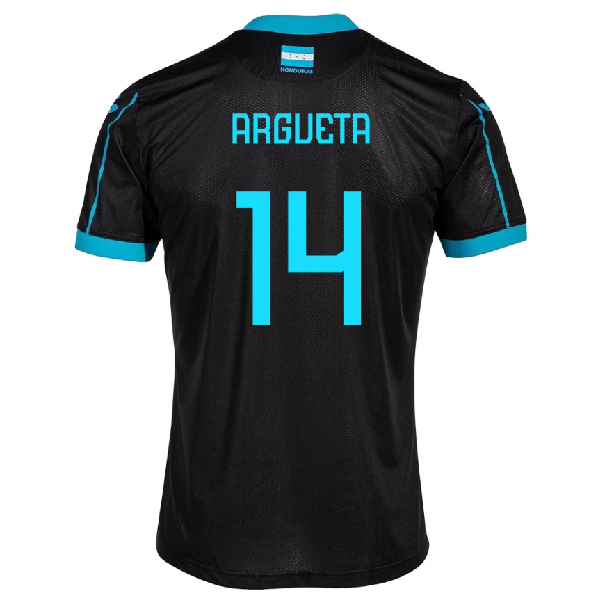 Gyermek Labdarúgás Honduras Carlos Argueta #14 Fekete Idegenbeli Jersey 24-26 Mez Póló Ing