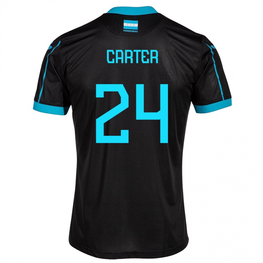 Gyermek Labdarúgás Honduras Daniel Carter #24 Fekete Idegenbeli Jersey 24-26 Mez Póló Ing