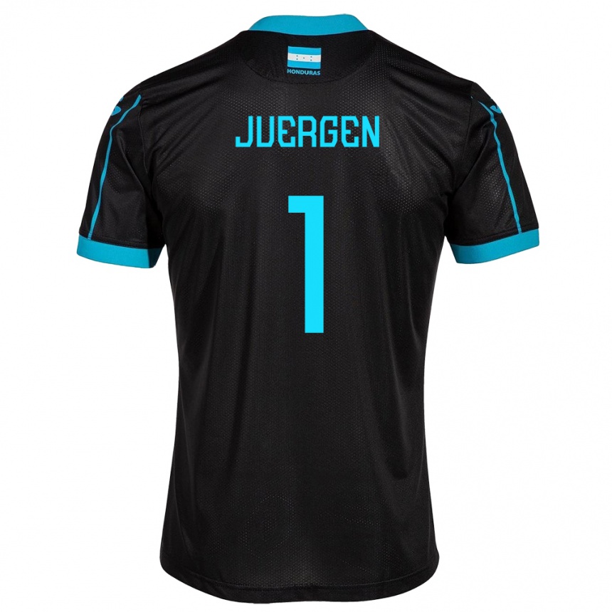 Gyermek Labdarúgás Honduras Juergen García #1 Fekete Idegenbeli Jersey 24-26 Mez Póló Ing