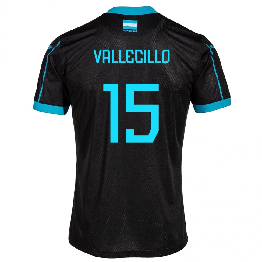 Gyermek Labdarúgás Honduras Eric Vallecillo #15 Fekete Idegenbeli Jersey 24-26 Mez Póló Ing