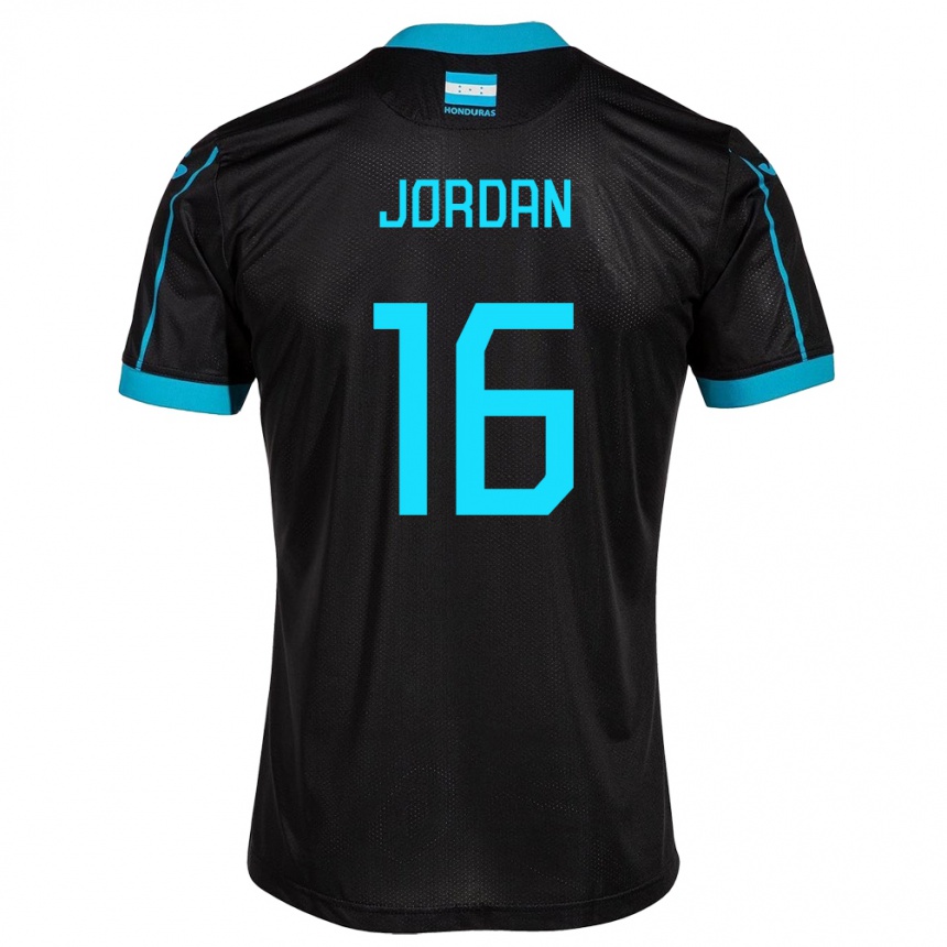 Gyermek Labdarúgás Honduras Jordan García #16 Fekete Idegenbeli Jersey 24-26 Mez Póló Ing