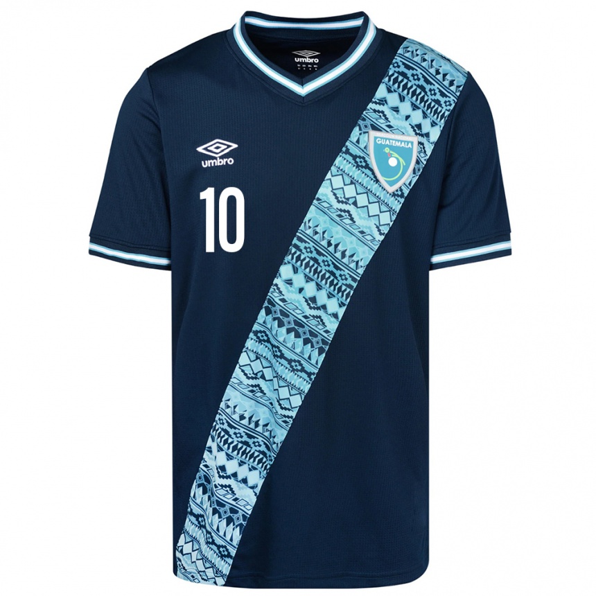 Gyermek Labdarúgás Guatemala Andrea Álvarez #10 Kék Idegenbeli Jersey 24-26 Mez Póló Ing