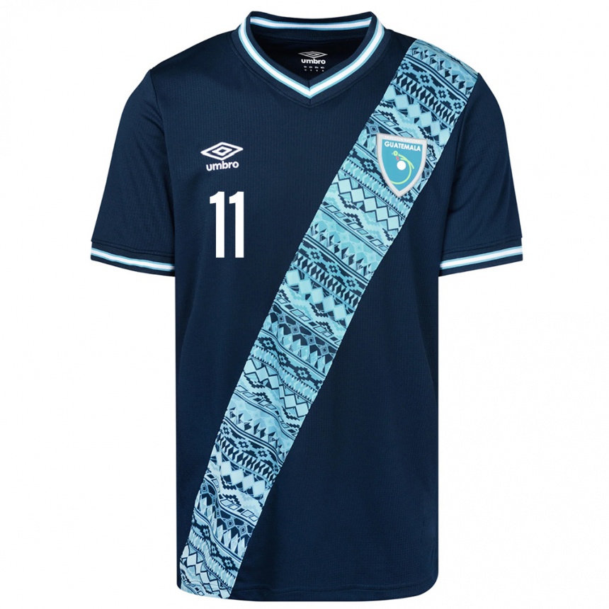 Gyermek Labdarúgás Guatemala Andersson Ortiz #11 Kék Idegenbeli Jersey 24-26 Mez Póló Ing