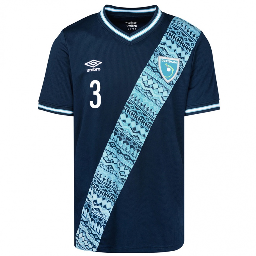 Gyermek Labdarúgás Guatemala Martha Reyes #3 Kék Idegenbeli Jersey 24-26 Mez Póló Ing