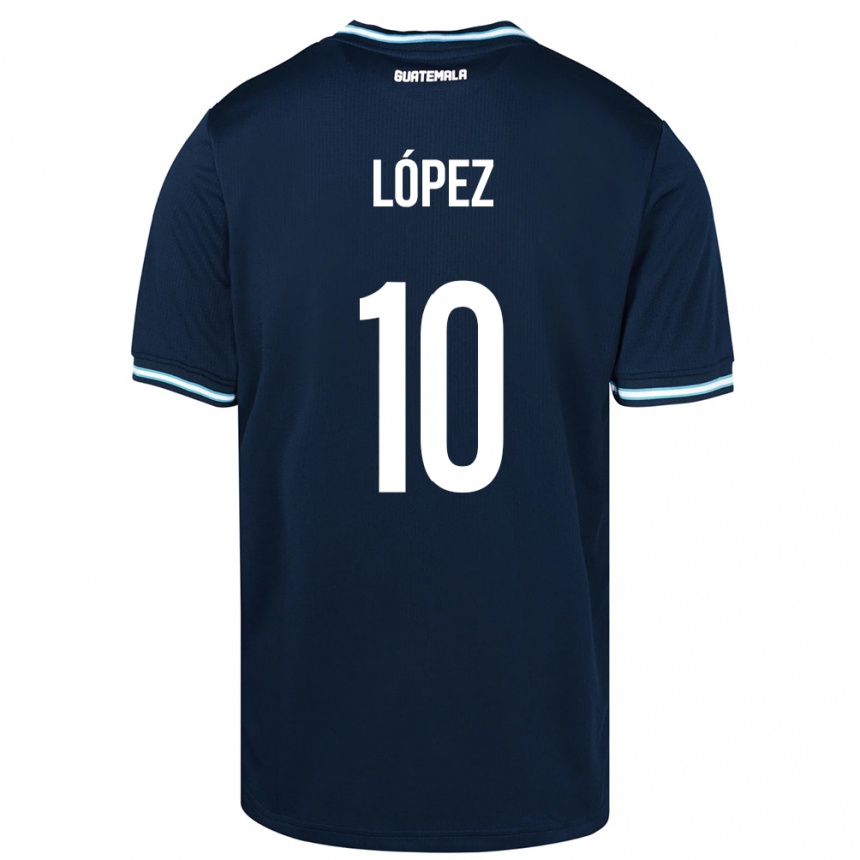 Gyermek Labdarúgás Guatemala Antonio López #10 Kék Idegenbeli Jersey 24-26 Mez Póló Ing