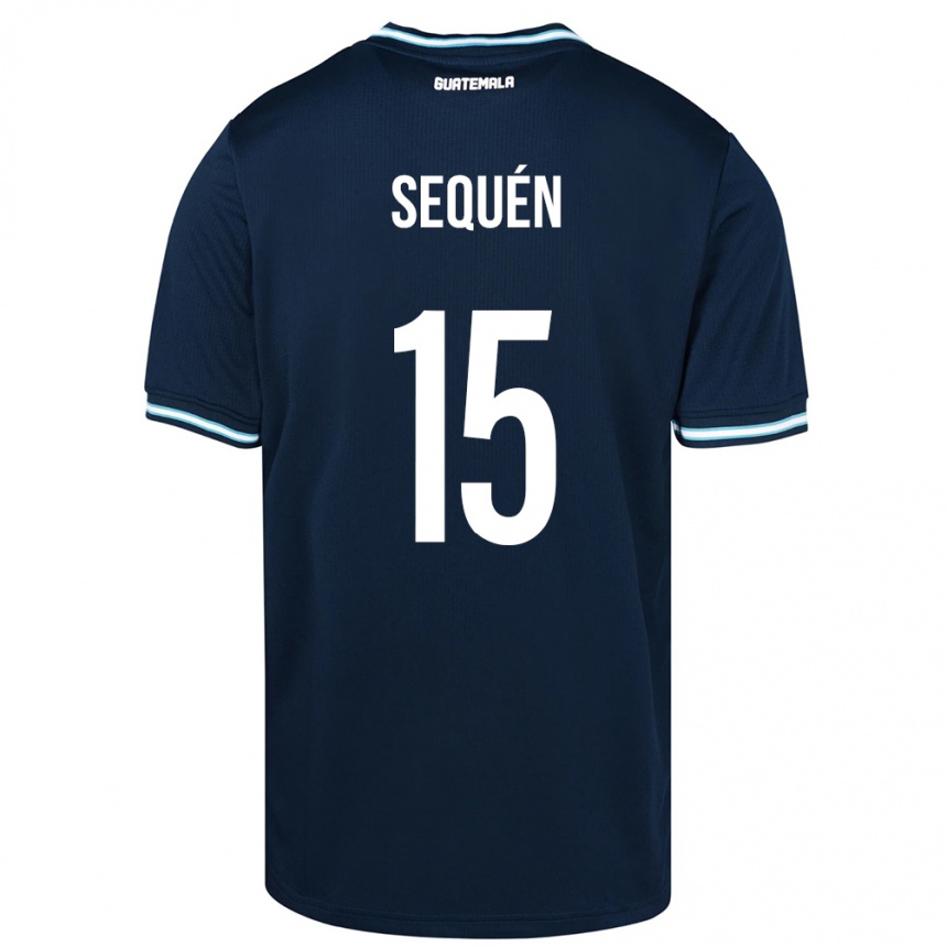 Gyermek Labdarúgás Guatemala Marlon Sequén #15 Kék Idegenbeli Jersey 24-26 Mez Póló Ing