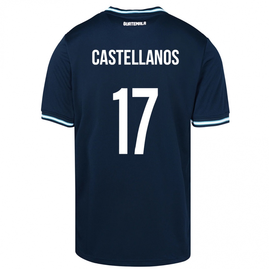 Gyermek Labdarúgás Guatemala Óscar Castellanos #17 Kék Idegenbeli Jersey 24-26 Mez Póló Ing