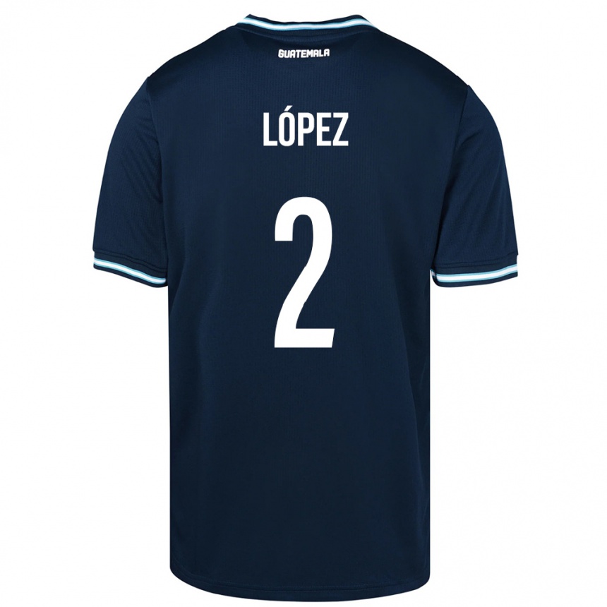 Gyermek Labdarúgás Guatemala Francisco López #2 Kék Idegenbeli Jersey 24-26 Mez Póló Ing