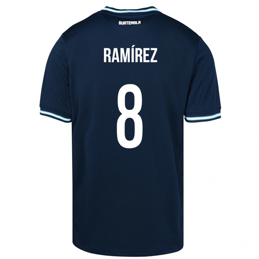 Gyermek Labdarúgás Guatemala Dennis Ramírez #8 Kék Idegenbeli Jersey 24-26 Mez Póló Ing