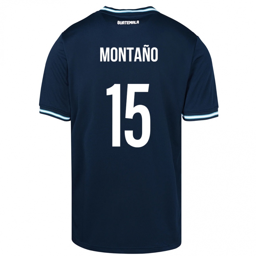 Gyermek Labdarúgás Guatemala Figo Montaño #15 Kék Idegenbeli Jersey 24-26 Mez Póló Ing