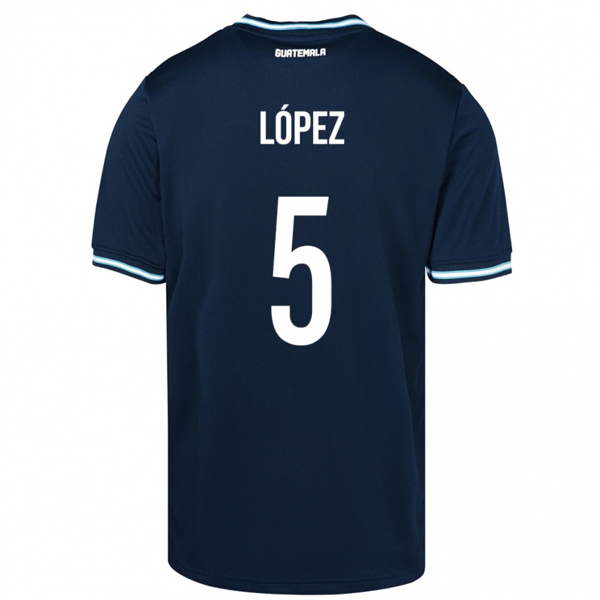 Gyermek Labdarúgás Guatemala Jeffery López #5 Kék Idegenbeli Jersey 24-26 Mez Póló Ing