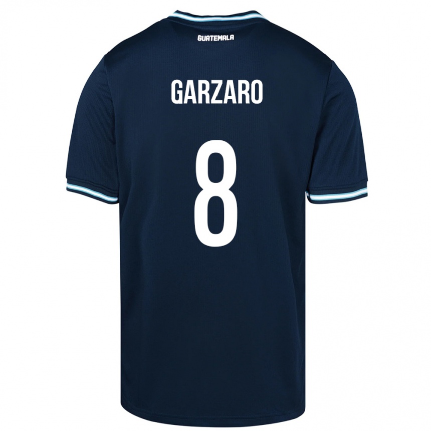 Gyermek Labdarúgás Guatemala Santiago Garzaro #8 Kék Idegenbeli Jersey 24-26 Mez Póló Ing