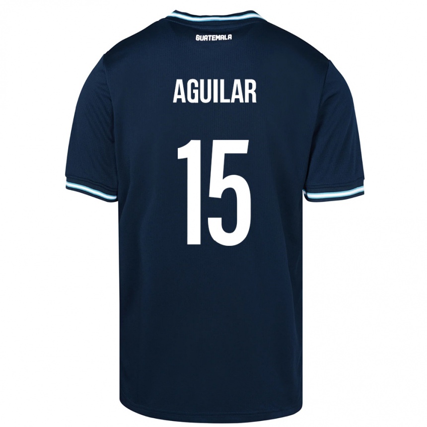 Gyermek Labdarúgás Guatemala Carlos Aguilar #15 Kék Idegenbeli Jersey 24-26 Mez Póló Ing