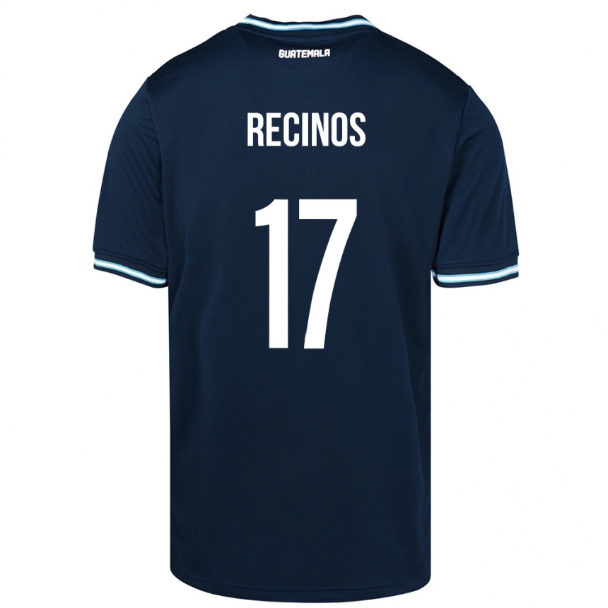 Gyermek Labdarúgás Guatemala Antony Recinos #17 Kék Idegenbeli Jersey 24-26 Mez Póló Ing