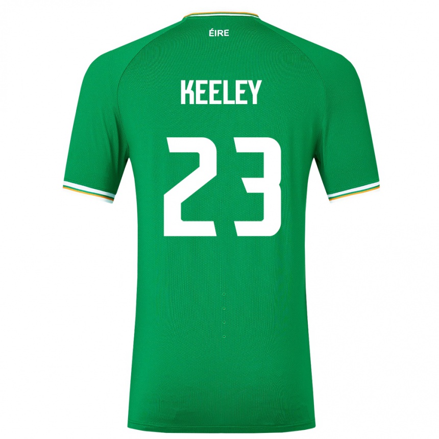 Férfi Labdarúgás Ír-Sziget Josh Keeley #23 Zöld Hazai Jersey 24-26 Mez Póló Ing