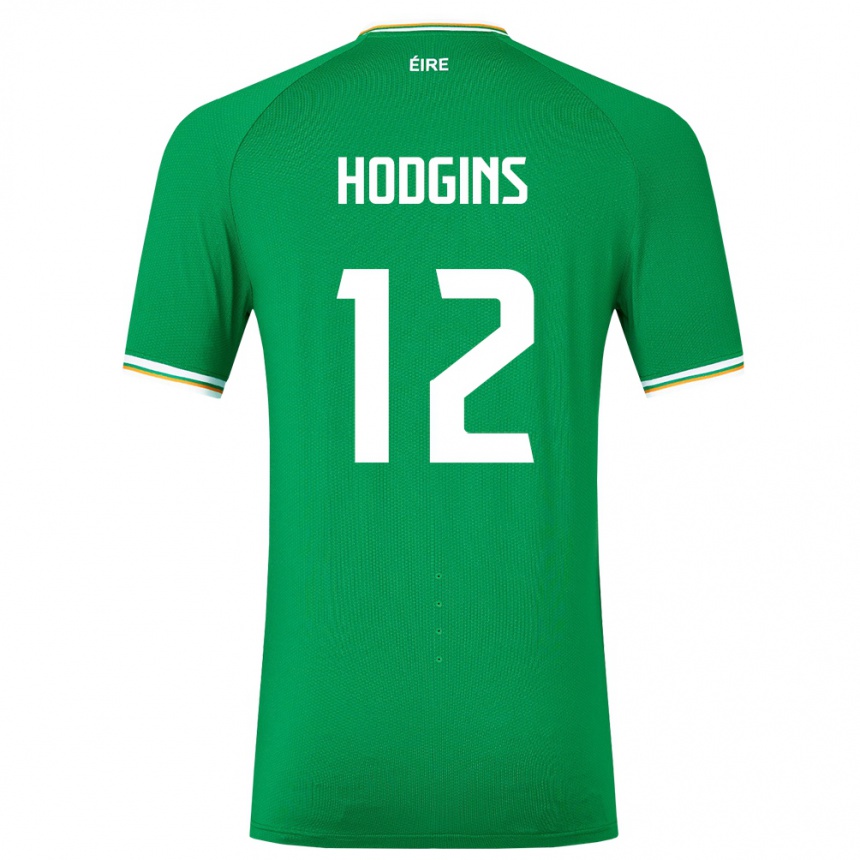 Férfi Labdarúgás Ír-Sziget Gavin Hodgins #12 Zöld Hazai Jersey 24-26 Mez Póló Ing