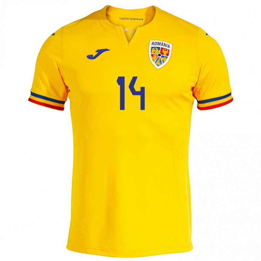 Férfi Labdarúgás Románia Ianis Hagi #14 Sárga Hazai Jersey 24-26 Mez Póló Ing