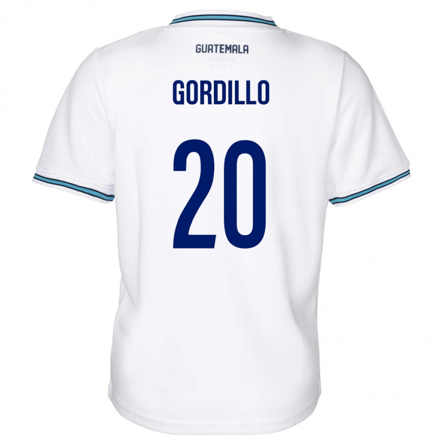 Férfi Labdarúgás Guatemala Gerardo Gordillo #20 Fehér Hazai Jersey 24-26 Mez Póló Ing