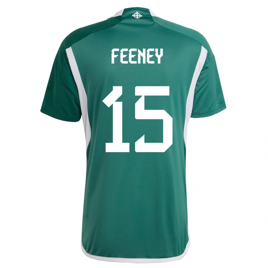 Férfi Labdarúgás Észak-Írország George Feeney #15 Zöld Hazai Jersey 24-26 Mez Póló Ing