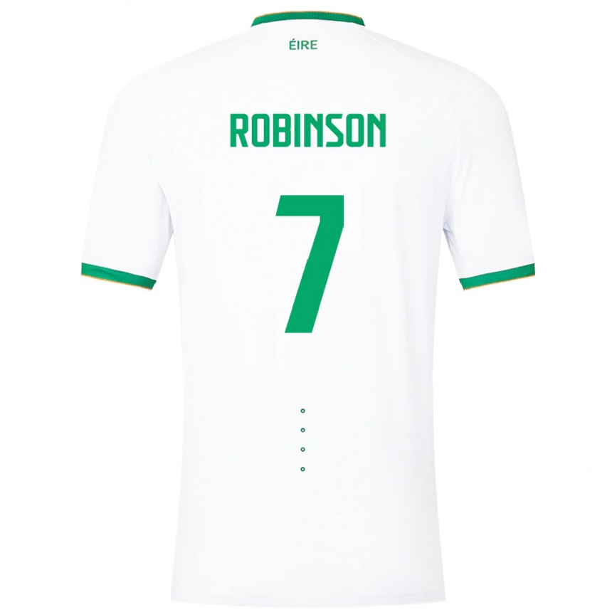 Férfi Labdarúgás Ír-Sziget Callum Robinson #7 Fehér Idegenbeli Jersey 24-26 Mez Póló Ing