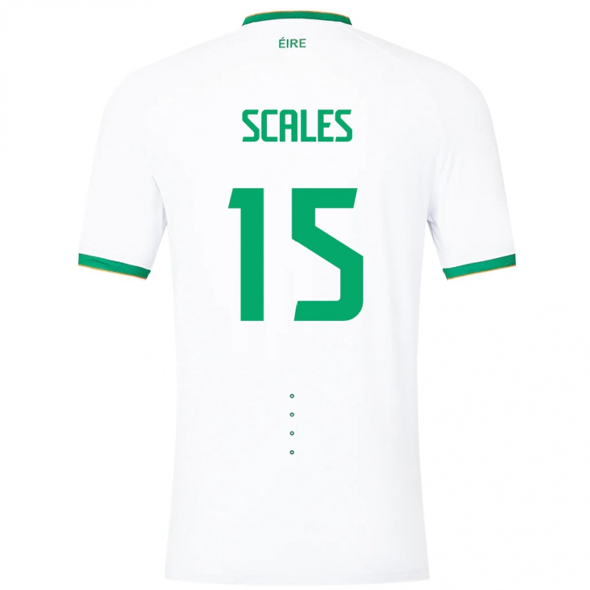 Férfi Labdarúgás Ír-Sziget Liam Scales #15 Fehér Idegenbeli Jersey 24-26 Mez Póló Ing