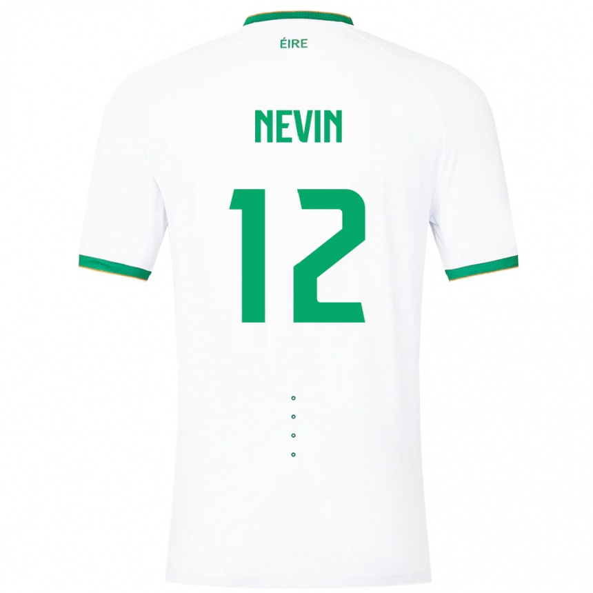 Férfi Labdarúgás Ír-Sziget Harry Nevin #12 Fehér Idegenbeli Jersey 24-26 Mez Póló Ing