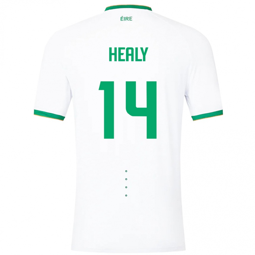 Férfi Labdarúgás Ír-Sziget Freya Healy #14 Fehér Idegenbeli Jersey 24-26 Mez Póló Ing