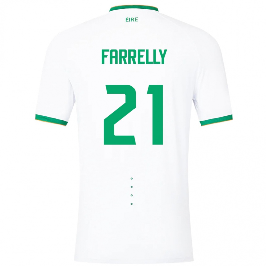 Férfi Labdarúgás Ír-Sziget Sinead Farrelly #21 Fehér Idegenbeli Jersey 24-26 Mez Póló Ing