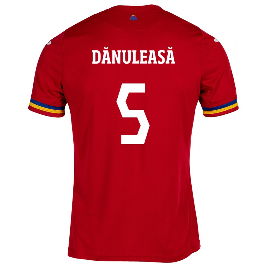 Férfi Labdarúgás Románia Gabriel Dănuleasă #5 Piros Idegenbeli Jersey 24-26 Mez Póló Ing