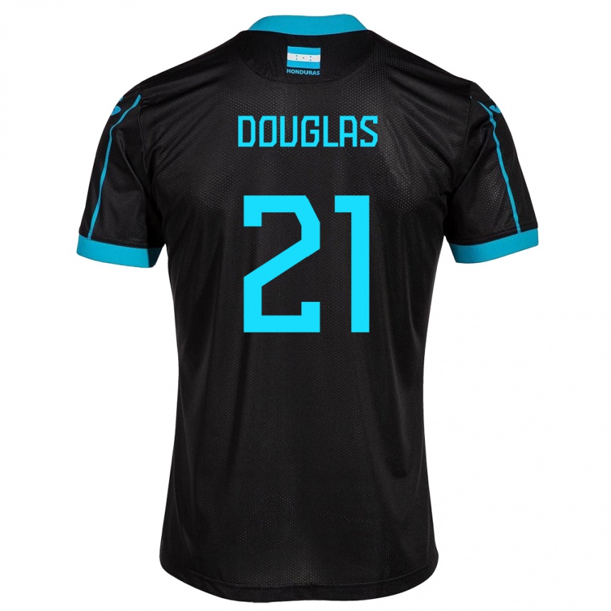 Férfi Labdarúgás Honduras Douglas Martínez #21 Fekete Idegenbeli Jersey 24-26 Mez Póló Ing