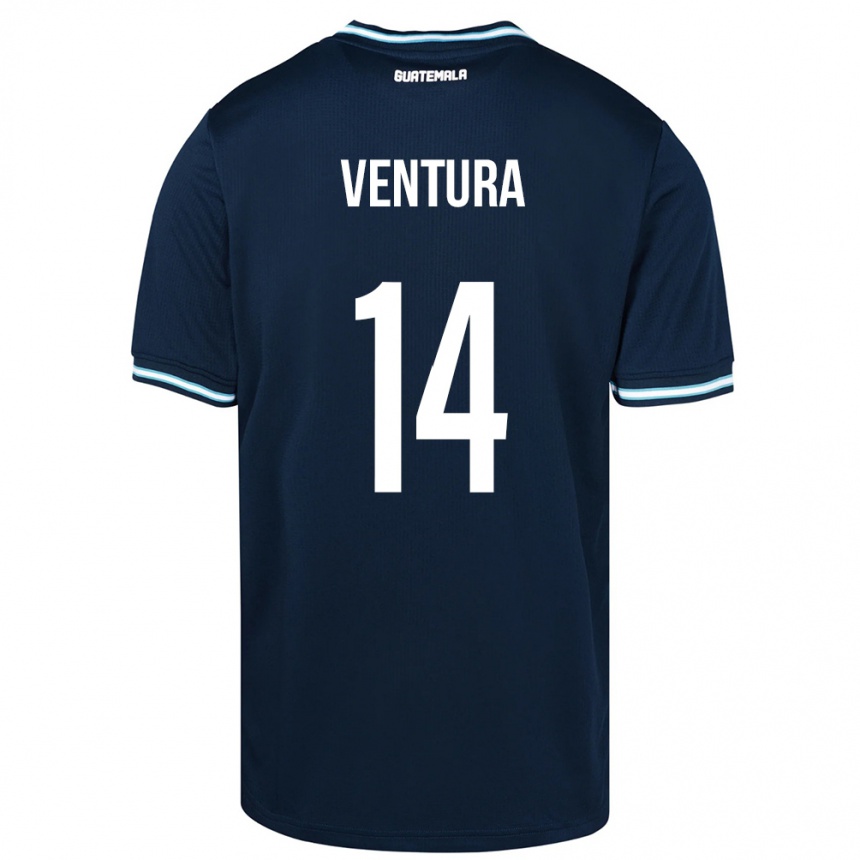 Férfi Labdarúgás Guatemala Madelyn Ventura #14 Kék Idegenbeli Jersey 24-26 Mez Póló Ing