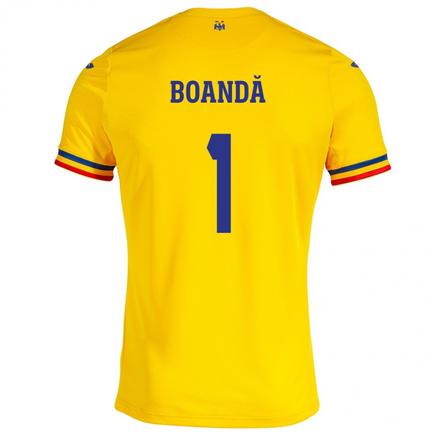 Női Labdarúgás Románia Lavinia Boandă #1 Sárga Hazai Jersey 24-26 Mez Póló Ing