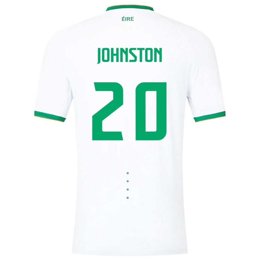 Női Labdarúgás Ír-Sziget Mikey Johnston #20 Fehér Idegenbeli Jersey 24-26 Mez Póló Ing