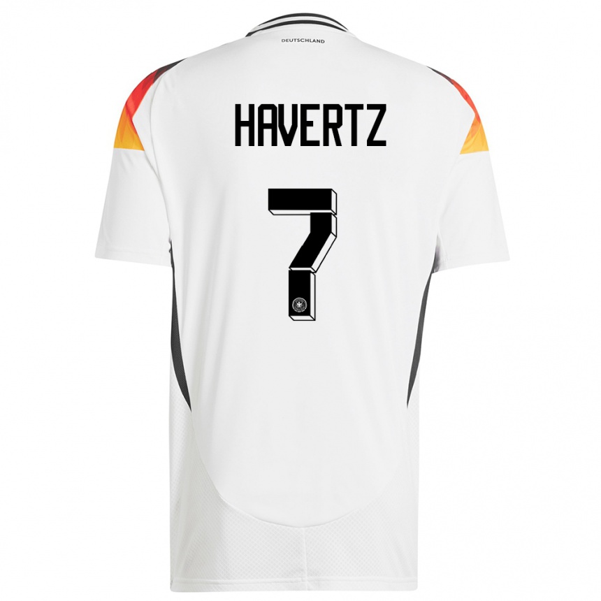 Gyermek Labdarúgás Németország Kai Havertz #7 Fehér Hazai Jersey 24-26 Mez Póló Ing