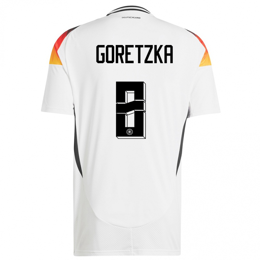 Gyermek Labdarúgás Németország Leon Goretzka #8 Fehér Hazai Jersey 24-26 Mez Póló Ing