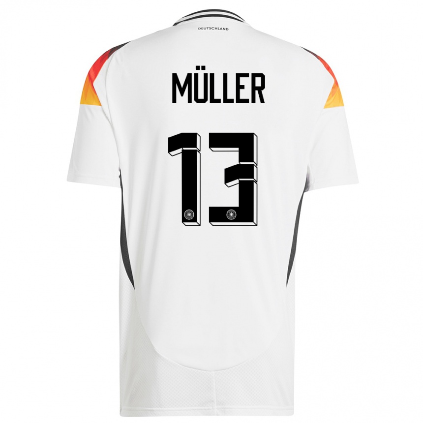 Gyermek Labdarúgás Németország Thomas Muller #13 Fehér Hazai Jersey 24-26 Mez Póló Ing