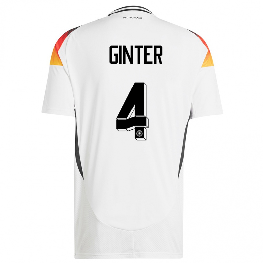 Gyermek Labdarúgás Németország Matthias Ginter #4 Fehér Hazai Jersey 24-26 Mez Póló Ing