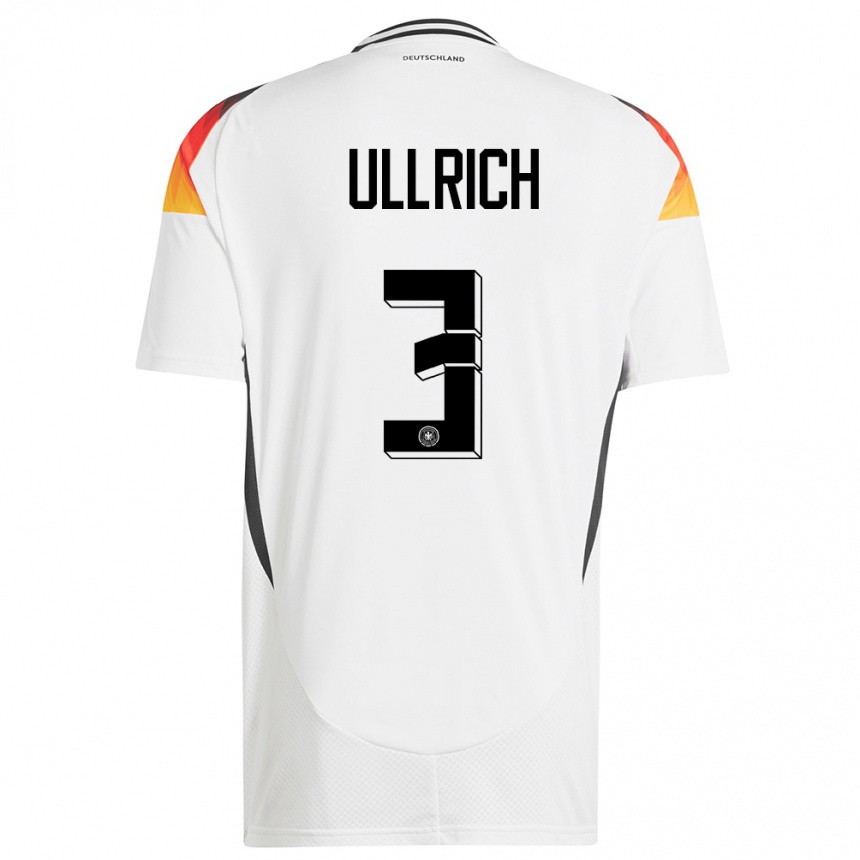 Gyermek Labdarúgás Németország Lukas Ullrich #3 Fehér Hazai Jersey 24-26 Mez Póló Ing