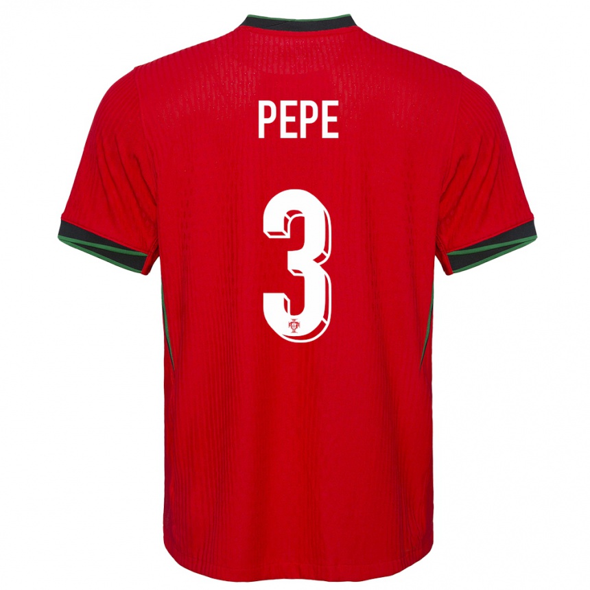 Gyermek Labdarúgás Portugália Pepe #3 Piros Hazai Jersey 24-26 Mez Póló Ing