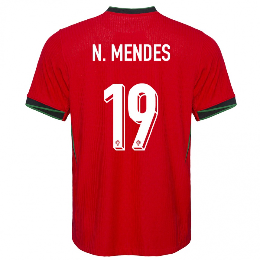 Gyermek Labdarúgás Portugália Nuno Mendes #19 Piros Hazai Jersey 24-26 Mez Póló Ing