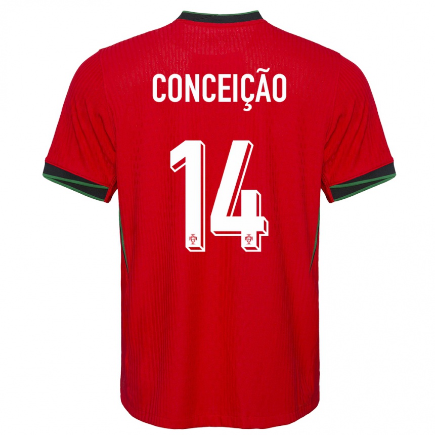 Gyermek Labdarúgás Portugália Rodrigo Conceicao #14 Piros Hazai Jersey 24-26 Mez Póló Ing