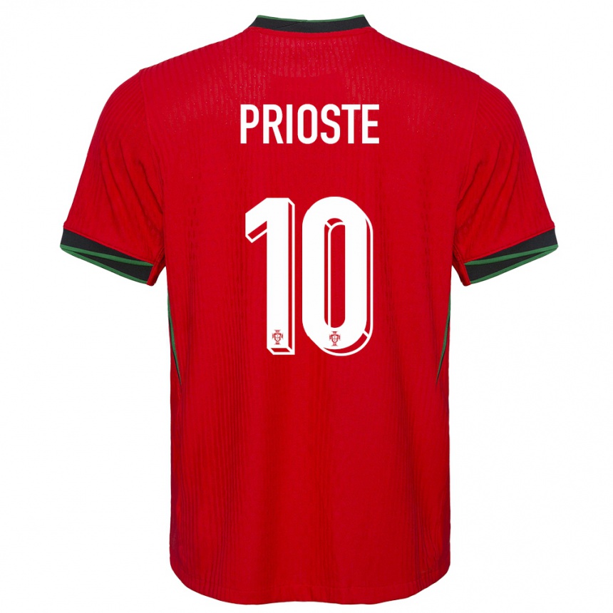 Gyermek Labdarúgás Portugália Diogo Prioste #10 Piros Hazai Jersey 24-26 Mez Póló Ing