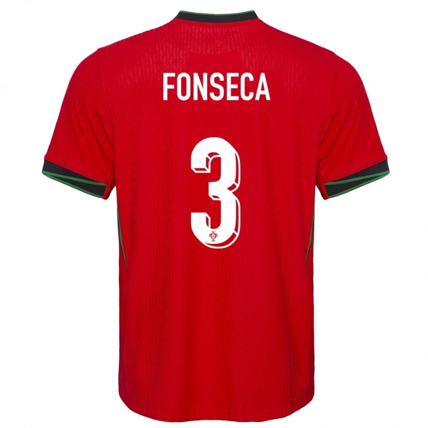 Gyermek Labdarúgás Portugália Joao Fonseca #3 Piros Hazai Jersey 24-26 Mez Póló Ing